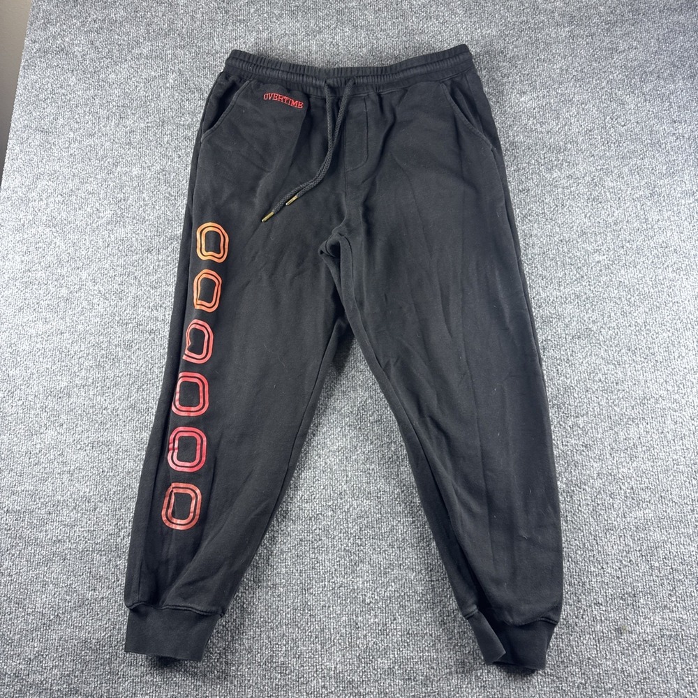 Overtime Pants Mens L Black Classic Sweatpants Joggers Basketball Gym Pockets‎